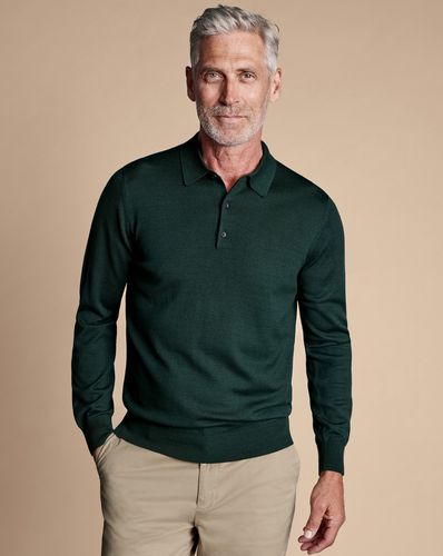 Pull En Laine Mérinos À Col Polo - Vert Forêt en par - Charles Tyrwhitt - Modalova