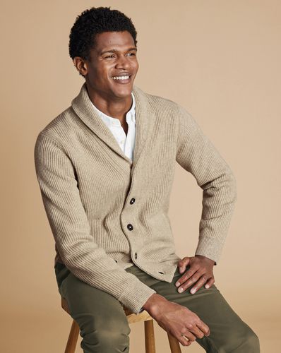 Cardigan À Col Châle En Mérinos - Grège en par - Charles Tyrwhitt - Modalova