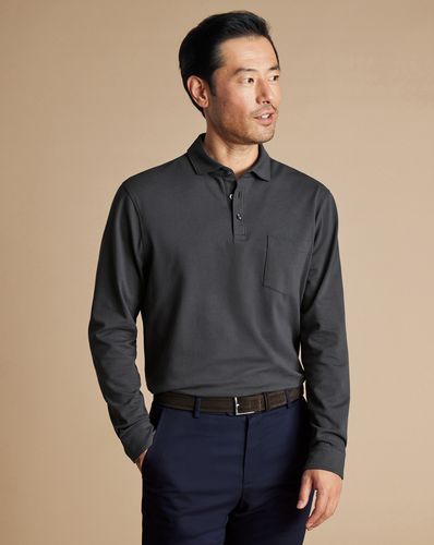 Polo En Piqué À Manches Longues - Gris Anthracite en par - Charles Tyrwhitt - Modalova