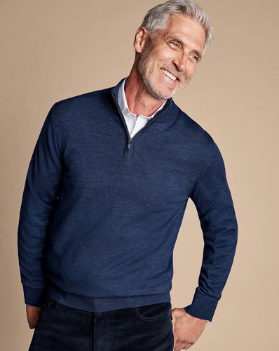 Pull À Col Zippé En Mérinos - Encre par - Charles Tyrwhitt - Modalova