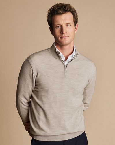 Pull À Col Zippé En Mérinos - Gris-Beige en par - Charles Tyrwhitt - Modalova