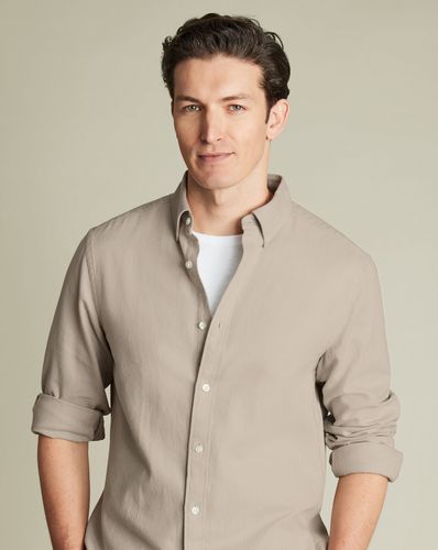 Chemise En Flanelle Dobby - Taupe en par - Charles Tyrwhitt - Modalova