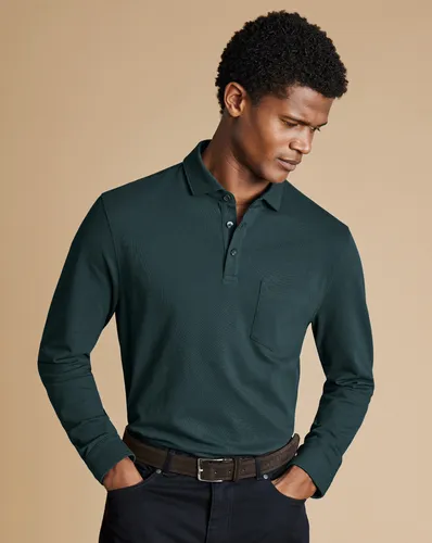 Polo En Piqué À Manches Longues - Bleu Sarcelle en par - Charles Tyrwhitt - Modalova