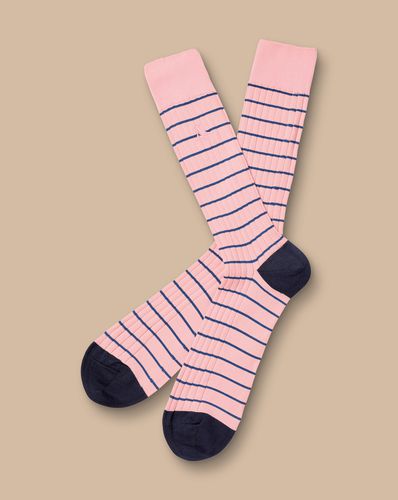 Chaussettes Côtelées À Rayures En Coton - Rose Pâle en par - Charles Tyrwhitt - Modalova