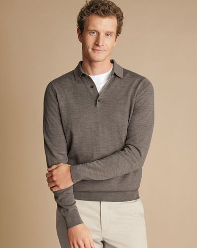 Pull En Laine Mérinos À Col Polo - Moka en par - Charles Tyrwhitt - Modalova