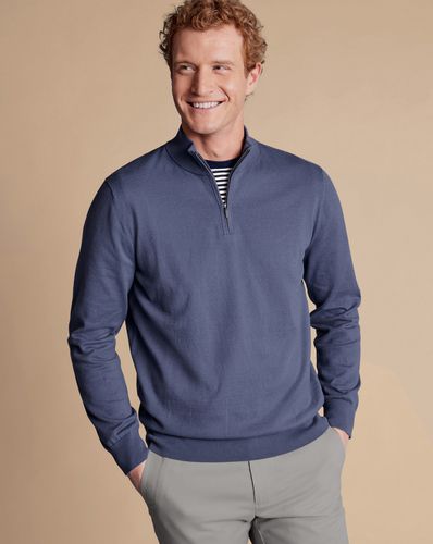 Pull À Col Fermeture Éclair En Coton Peigné - par - Charles Tyrwhitt - Modalova