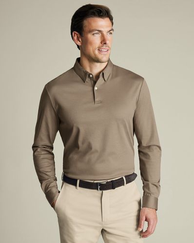 Polo À Manches Longues En Jersey - Moka en par - Charles Tyrwhitt - Modalova