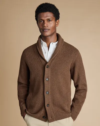 Cardigan À Gros Col Châle En Mérinos - Caramel par - Charles Tyrwhitt - Modalova