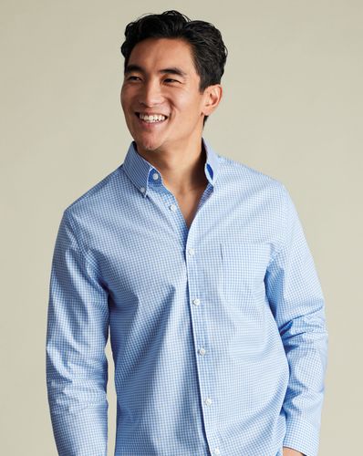 Chemise À Carreaux En Popeline Extensible Sans Repassage - Bleuet en par - Charles Tyrwhitt - Modalova