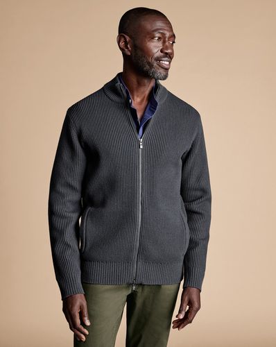 Cardigan Épais À Col Cheminée Et Fermeture Éclair - Ardoise par - Charles Tyrwhitt - Modalova