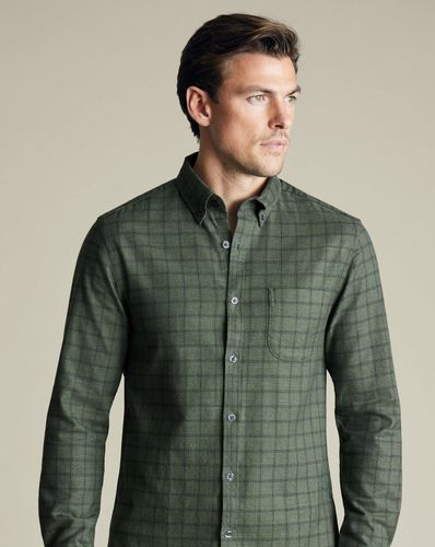 Chemise En Sergé À Motifs Quadrillés Sans Repassage - Sauge par - Charles Tyrwhitt - Modalova