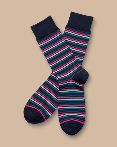 Chaussettes Rayées - Rose Vif Et Vert Atlantique en par - Charles Tyrwhitt - Modalova