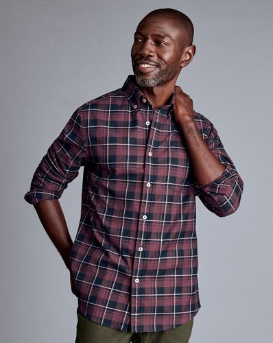 Chemise À Grands Carreaux En Sergé À Col Boutonné Sans Repassage - Violet Mûreulticolore en par - Charles Tyrwhitt - Modalova