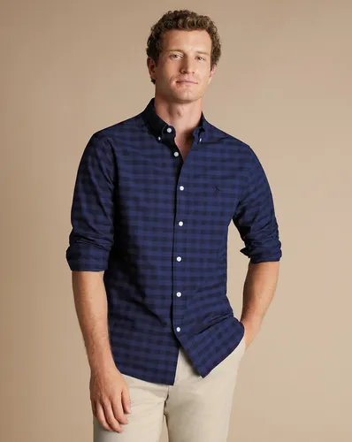 Chemise Oxford Délavée À Carreaux Vichy Et Col Boutonné - Encre par - Charles Tyrwhitt - Modalova