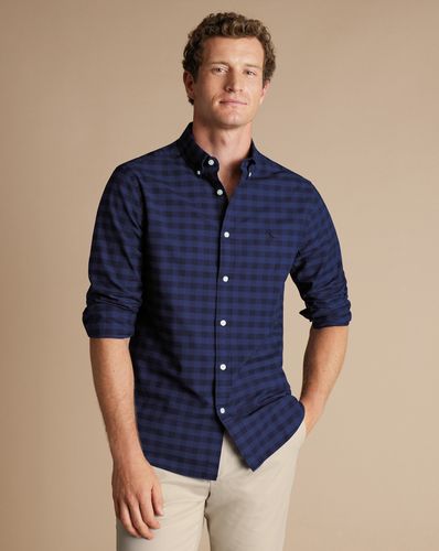 Chemise Oxford Délavée À Carreaux Vichy Et Col Boutonné - Encre par - Charles Tyrwhitt - Modalova