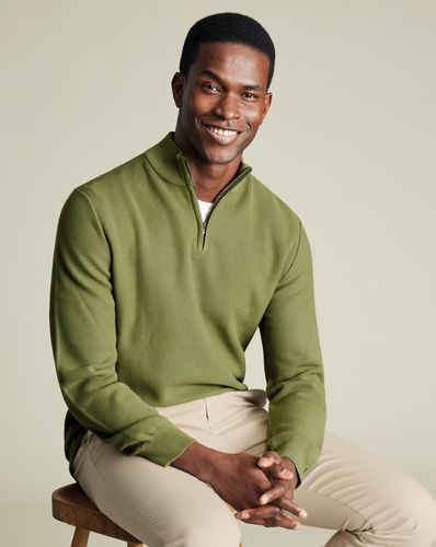 Pull En Coton Alvéolé À Col À Fermeture Éclair - Mousse par - Charles Tyrwhitt - Modalova