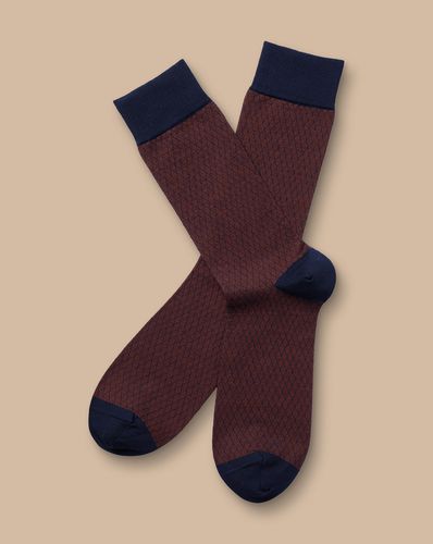 Chaussettes À Motif Diamant - Orange Et Marine par - Charles Tyrwhitt - Modalova