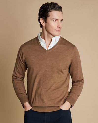 Pull À Col En V En Mérinos - Sable en par - Charles Tyrwhitt - Modalova