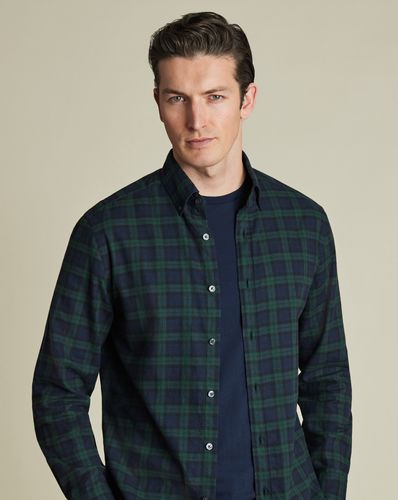 Chemise En Flanelle Brossée À Col Boutonné - par - Charles Tyrwhitt - Modalova