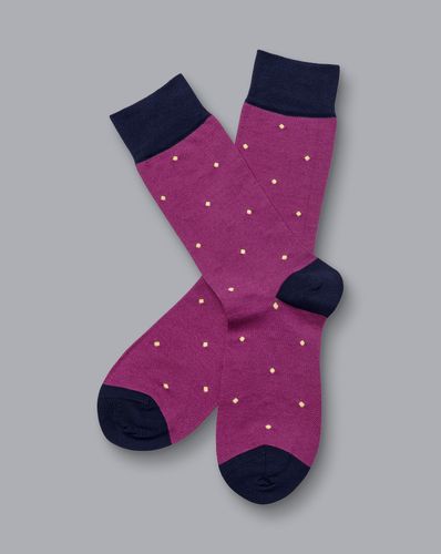 Chaussettes À Pois - Foncé Et Jaune par - Charles Tyrwhitt - Modalova