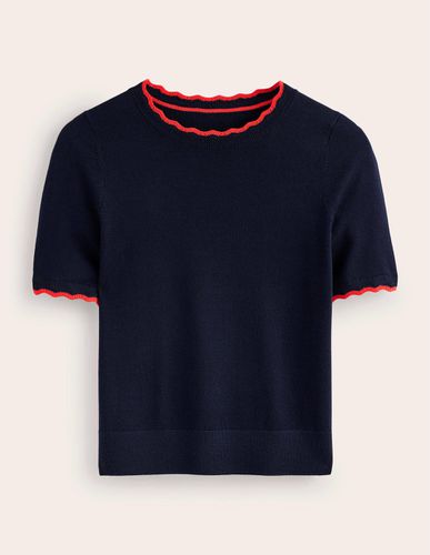 T-shirt festonné en laine mérinos - Boden - Modalova