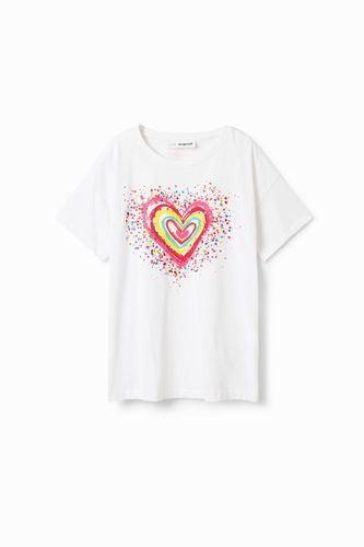 T-shirt cœur paillettes - Desigual - Modalova