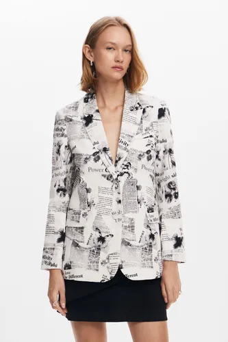 Blazer droit texte et fleurs - Desigual - Modalova