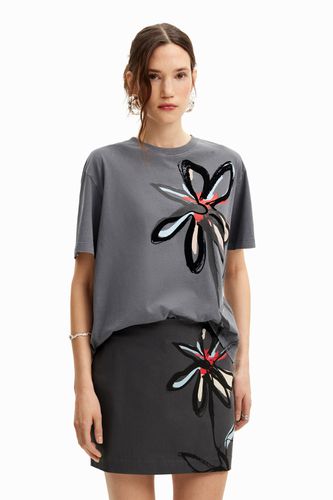T-shirt usée avec fleur arty - Desigual - Modalova