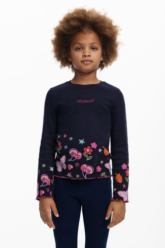 T-shirt à manches longues avec logo fleurs - Desigual - Modalova