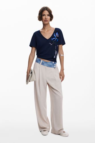 T-shirt col en V vase - Desigual - Modalova