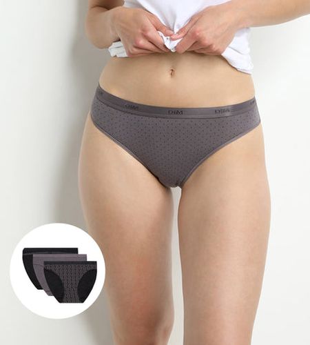 Lot de 3 slips et gris imprimés Les Pockets Coton - DIM - Modalova
