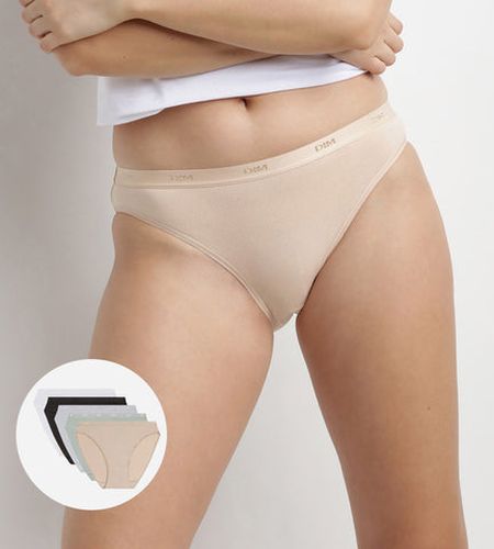 Lot de 5 slips , blanc, peau et gris coton Les Pockets - DIM - Modalova
