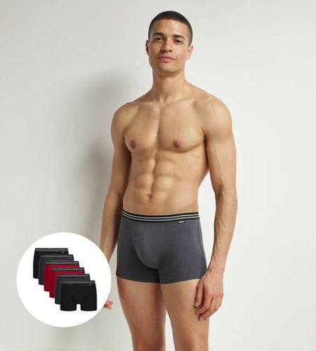 Lot de 6 boxers en coton stretch Gris Rouge Eco - Masculin - Taille 2 - DIM - Modalova