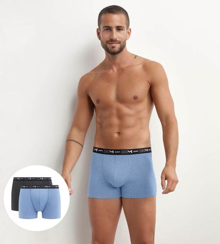 Lot de 2 Boxers Bleu et et à ceinture contrastée Coton Stretch - Masculin - Taille 3 - DIM - Modalova