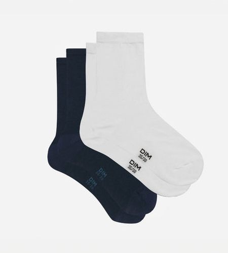 Lot de 2 paires de chaussettes Bleu Cachemire Gris Basic Coton - DIM - Modalova