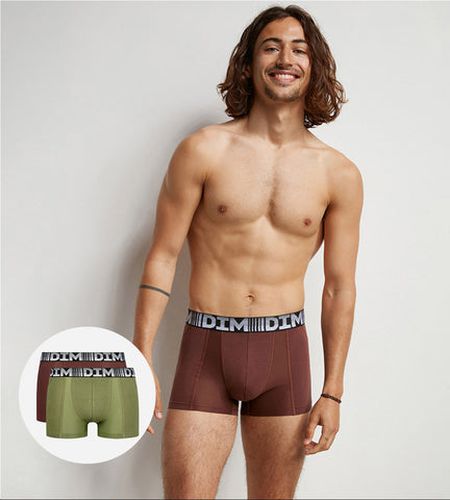 Lot de 2 boxers respirants coton et lycra Kaki 3D Flex Air - Masculin - Taille 2 - DIM - Modalova