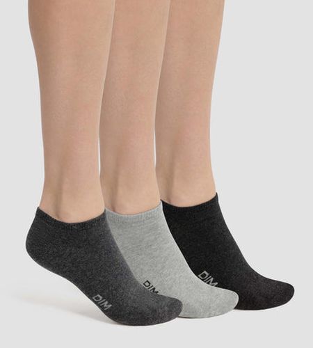 Lot de 3 paires de chaussettes courtes Anthracite Coton - Féminin - Taille 35/38 - DIM - Modalova