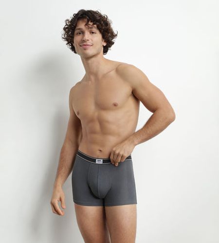 Boxer coton modal côtelé Granit ceinture noire Elegant - DIM - Modalova