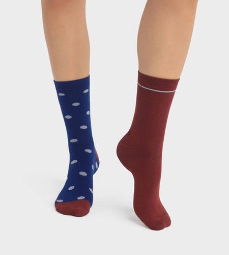 Lot de 2 paires de chaussettes à pois Rouge Coton Style - Féminin - Taille TU - DIM - Modalova