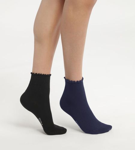 Lot de 2 paires de chaussettes à volants Marine Modal - Féminin - Taille 35/38 - DIM - Modalova