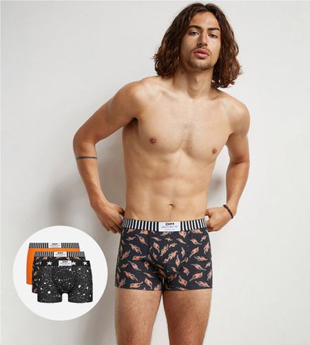 Lot de 3 boxers coton stretch motifs marbre et flammes Vibes - Masculin - Taille 2 - DIM - Modalova