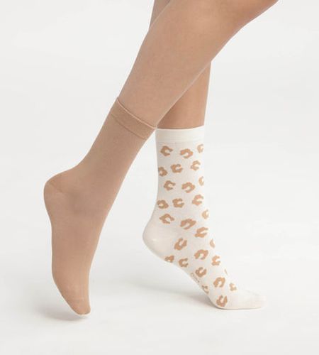 Lot de 2 paires de chaussettes à fleurs Crème Bambou - Féminin - Taille 35/38 - DIM - Modalova