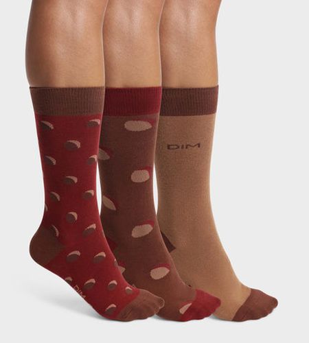 Lot de 3 paires de chaussettes à pois Rouge Acajou Coton Style - Masculin - Taille 39/42 - DIM - Modalova