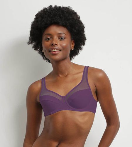 Soutien-gorge à armatures en microfibre et tulle Prune Generous - Féminin - Taille 90B - DIM - Modalova