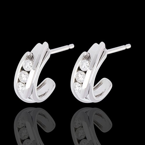 Boucles d'oreilles trilogie bipolaire - or blanc 18 carats - 0.3 carats - 6 diamants - Edenly - Modalova