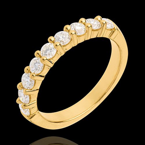 Alliance or jaune 18 carats semi pavÃ©e - serti griffes - 0.75 carats - 9 diamants - Edenly - Modalova