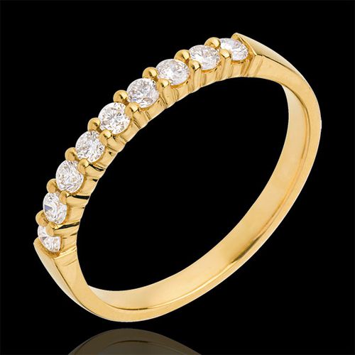 Alliance or jaune 18 carats semi pavÃ©e - serti griffes - 0.3 carats - 9 diamants - Edenly - Modalova