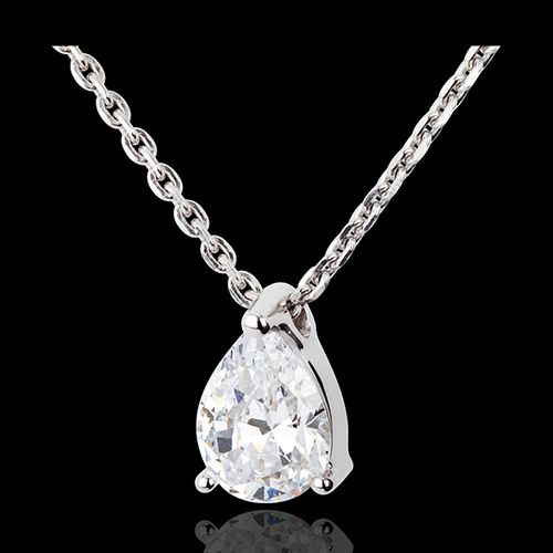 Collier Larme diamant - or blanc 18 carats - 1 carats - Edenly - Modalova