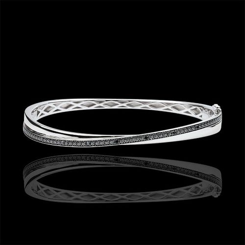 Bracelet Jonc Saturne Duo - diamants noirs - or blanc 9 carats - Edenly - Modalova