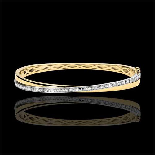 Bracelet Jonc Saturne Duo - diamants - or blanc et or jaune 9 carats - Edenly - Modalova